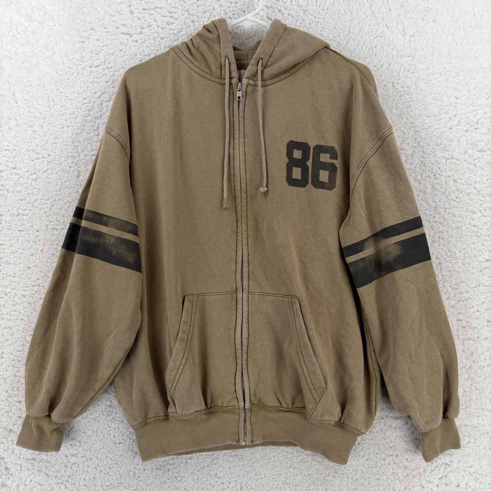 BDG Hoodie Womens Small Brown Full Zip 86 Oversized Fleece Sweatshirt Skate Y2K